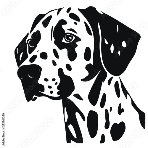 Dalmatian dog - Vector black silhouette isolated