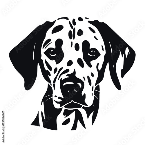 Dalmatian dog - Vector black silhouette isolated