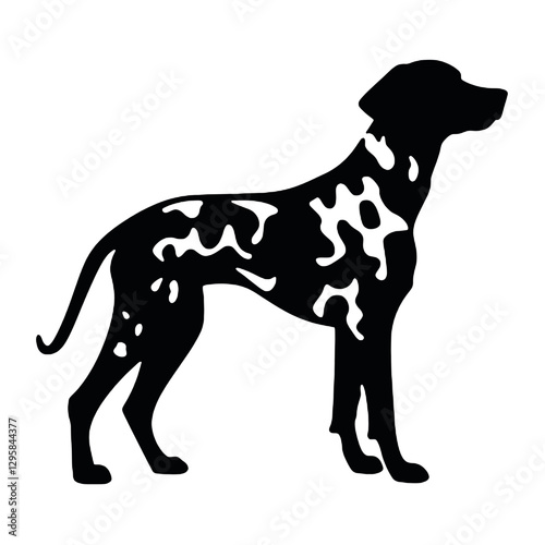 Dalmatian dog - Vector black silhouette isolated