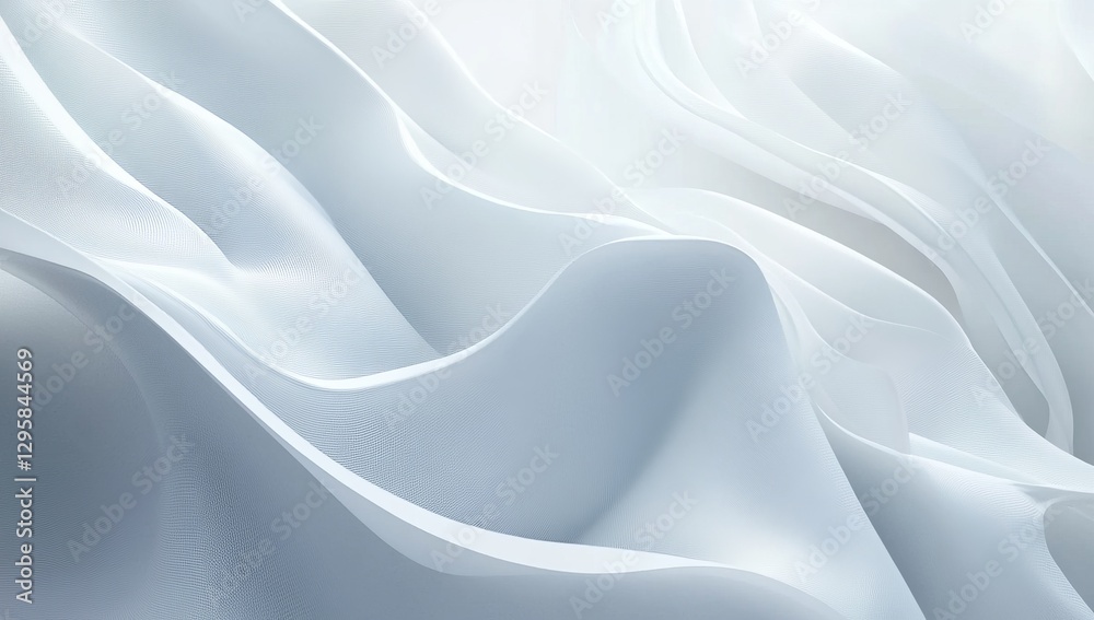 Obraz premium Abstract flowing white fabric drapes, soft light background