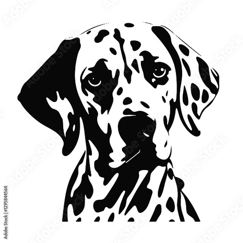 Dalmatian dog - Vector black silhouette isolated