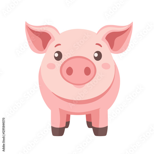 A Simple icon flat 2D icon pink pig isolated on a transparent background, vector, animation design, simple flat 2D icon, minimalist design and modern illustration