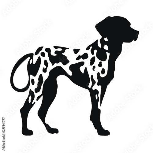 Dalmatian dog - Vector black silhouette isolated