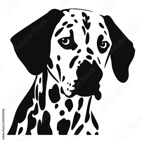 Dalmatian dog - Vector black silhouette isolated