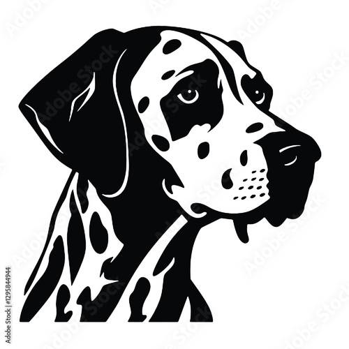 Dalmatian dog - Vector black silhouette isolated