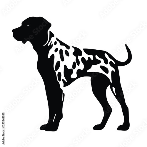 Dalmatian dog - Vector black silhouette isolated