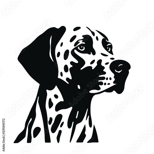 Dalmatian dog - Vector black silhouette isolated