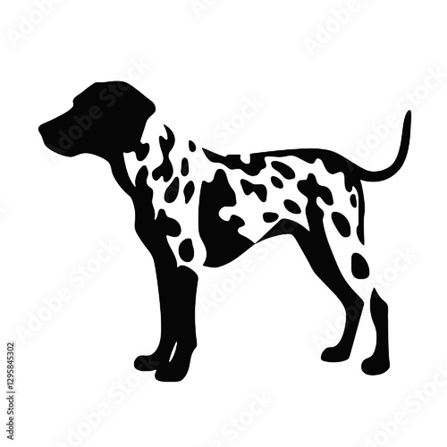 Dalmatian dog - Vector black silhouette isolated