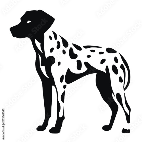 Dalmatian dog - Vector black silhouette isolated