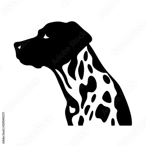 Dalmatian dog - Vector black silhouette isolated