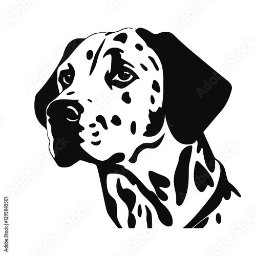 Dalmatian dog - Vector black silhouette isolated