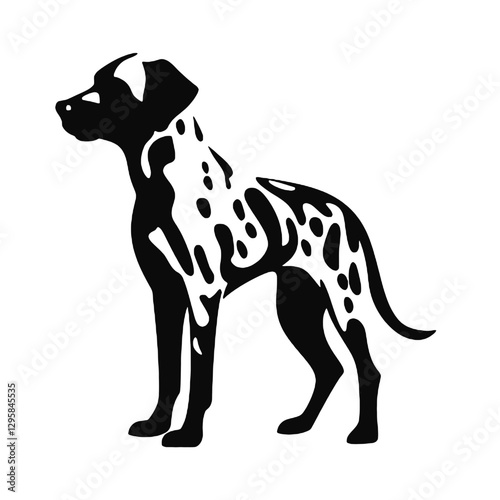 Dalmatian dog - Vector black silhouette isolated