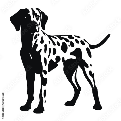 Dalmatian dog - Vector black silhouette isolated