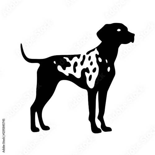 Dalmatian dog - Vector black silhouette isolated