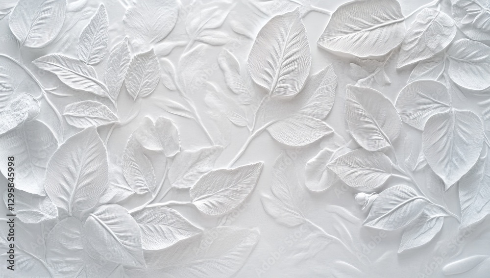 custom made wallpaper toronto digitalWhite leaf embossed wall decor, textured pattern