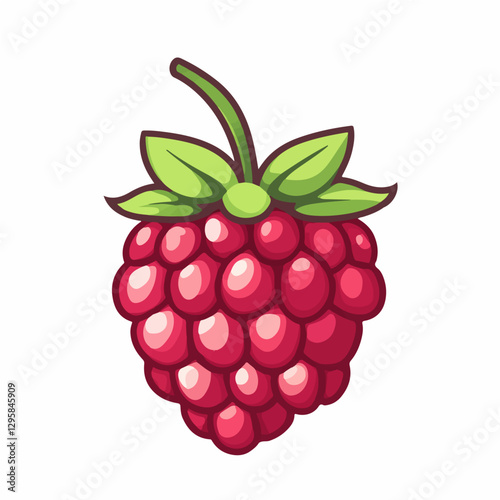 A Simple icon flat 2D icon red raspberry isolated on a transparent background, vector, animation design, simple flat 2D icon, minimalist design and modern illustration