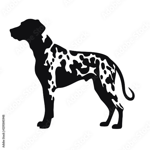 Dalmatian dog - Vector black silhouette isolated