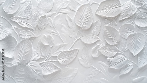 Wallpaper Mural White leaf embossed wall decor, textured pattern Torontodigital.ca