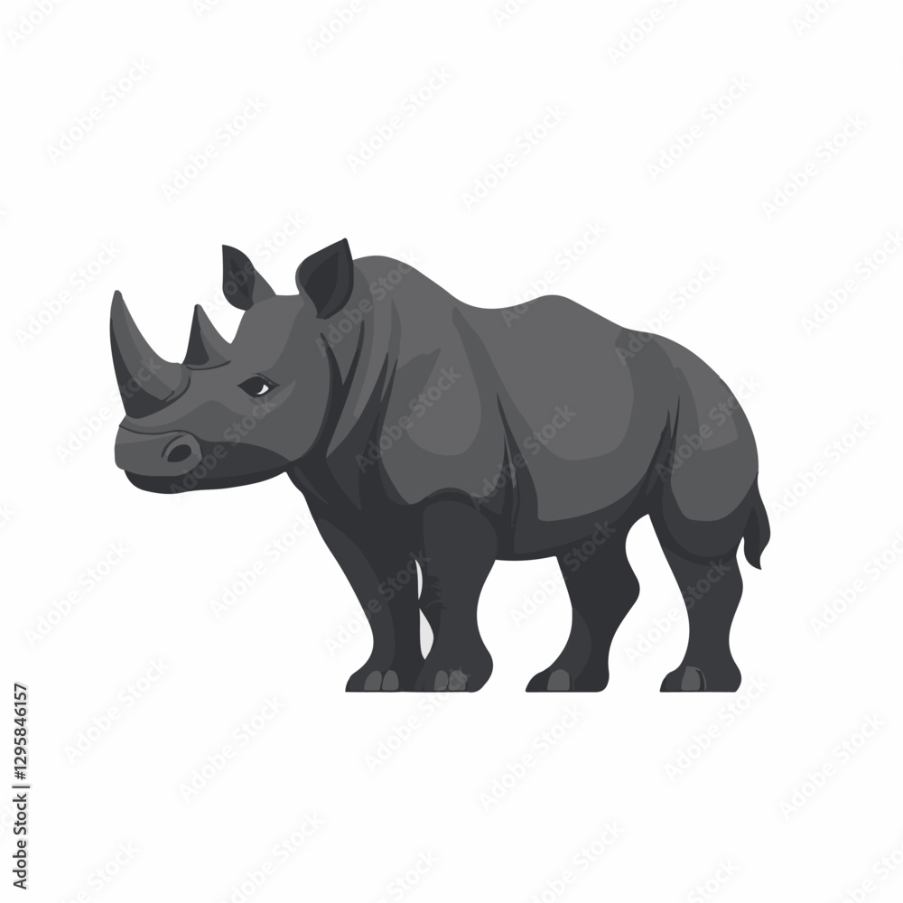Fototapeta premium Simple flat 2D icon black rhinoceros logo isolated on white background, vector, flat design, animation design, animation design, simple flat 2D icon, clipart