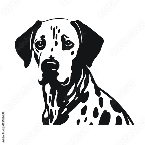 Dalmatian dog - Vector black silhouette isolated