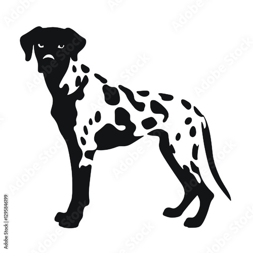 Dalmatian dog - Vector black silhouette isolated