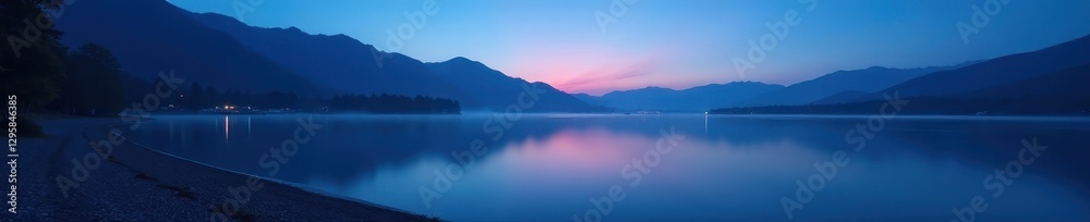 Pre-dawn lake, blue hour, still waters, soft light , water, view Pre-dawn lake, blue hour, still waters, soft light , water, view