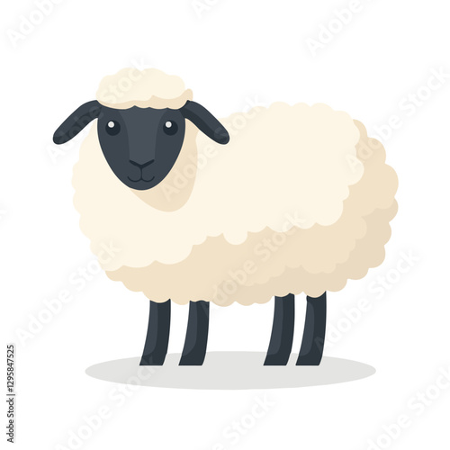 Simple flat 2D icon cute sheep isolated on transparent background, vector, flat design, animation design, vector, flat design, animation design, simple flat 2D icon, clipart
