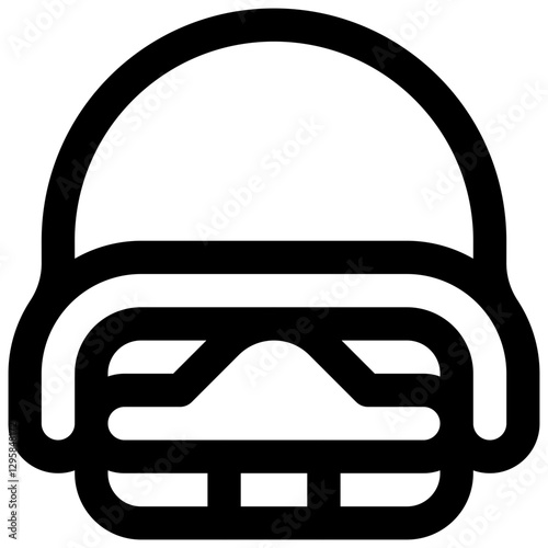 Press helmet. Editable stroke vector icon.