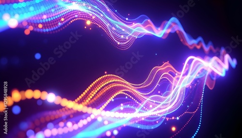 Abstract Colorful Waves of Light and Energy: Dynamic Digital Art