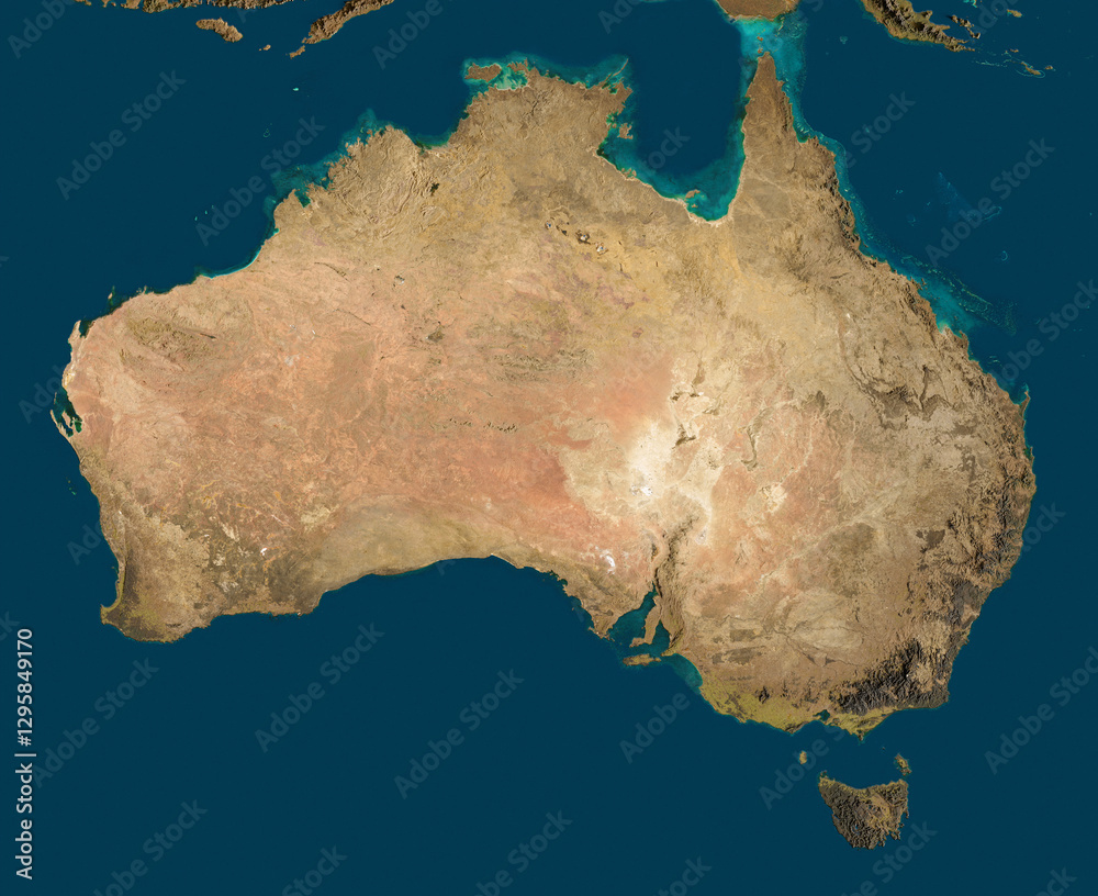 custom made wallpaper toronto digital3D illustration of a highly detailed map of Australia. Satellite view. Elements of this image furnished by NASA.