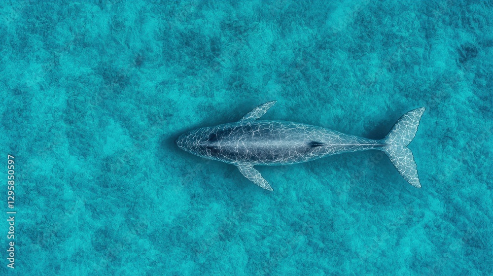 Fototapeta premium Aerial View of Majestic Whale Swimming in Turquoise Water