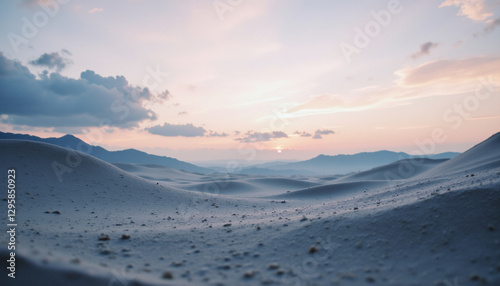 serene and calming backdrop of soft sand dunes at sunset