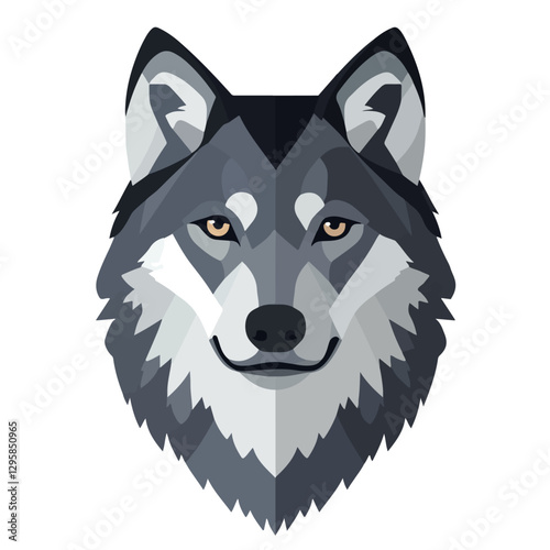 A Simple icon flat 2D icon polygon wolf portrait isolated on a transparent background, vector, animation design, simple flat 2D icon, minimalist design and modern illustration