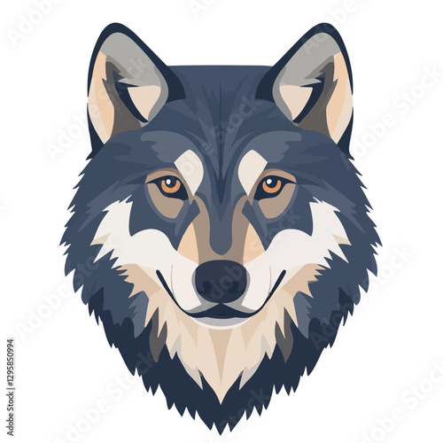 A Simple icon flat 2D icon wolf portrait isolated on a transparent background, vector, animation design, simple flat 2D icon, minimalist design and modern illustration