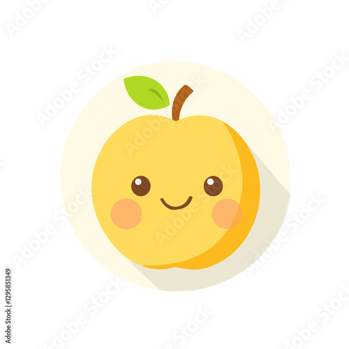 A Simple icon flat 2D icon cute apple isolated on a transparent background, vector, animation design, simple flat 2D icon, minimalist design and modern illustration