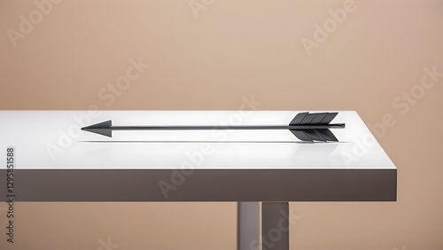 Wallpaper Mural Arrow on white table and beige background Torontodigital.ca