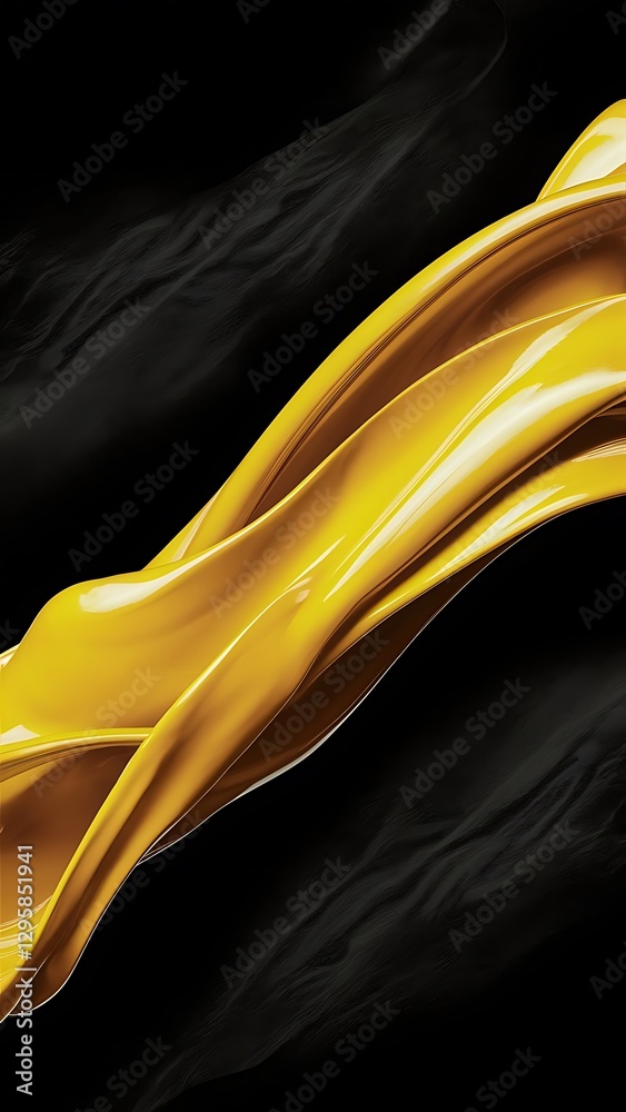 custom made wallpaper toronto digitalClose-up view of bright yellow flowing paint on black background