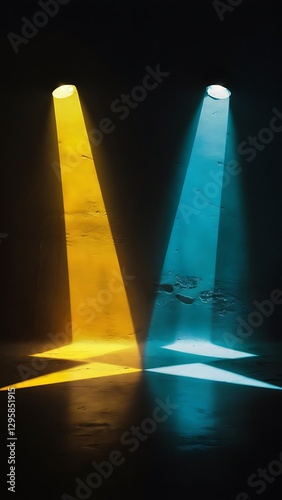 Wallpaper Mural A dark background with a yellow and blue light Torontodigital.ca