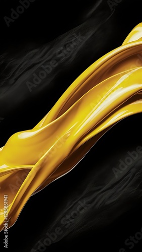 Wallpaper Mural Close-up view of bright yellow flowing paint on black background Torontodigital.ca