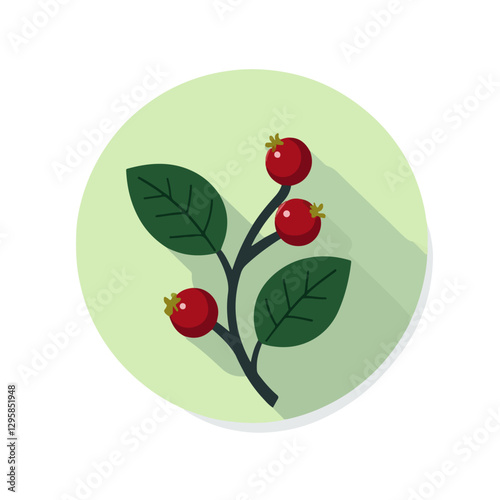 A Simple icon flat 2D icon bilberry branch isolated on a transparent background, vector, animation design, simple flat 2D icon, minimalist design and modern illustration