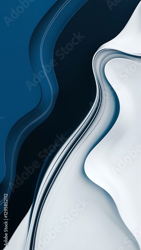 Wallpaper Mural Blue abstract background, wavy lines on white background Torontodigital.ca