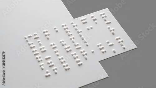 Wallpaper Mural Close up view of braille text on white paper isolated on grey Torontodigital.ca