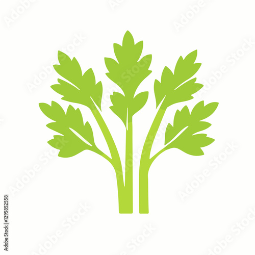 A Simple icon flat 2D icon celery leaves isolated on a transparent background, vector, animation design, simple flat 2D icon, minimalist design and modern illustration