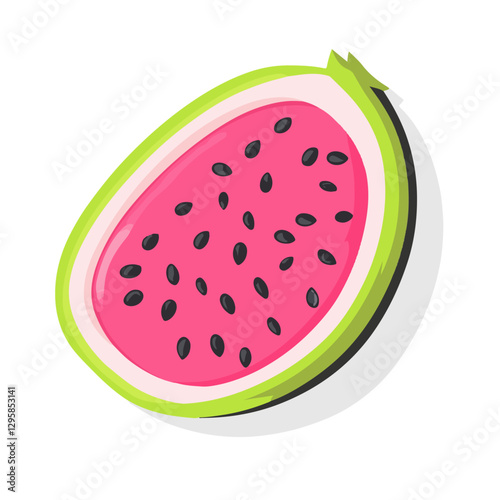 A Simple icon flat 2D icon dragon fruit sliced isolated on a transparent background, vector, animation design, simple flat 2D icon, minimalist design and modern illustration