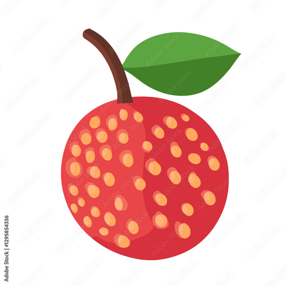 Fototapeta premium A Simple icon flat 2D icon red lychee isolated on a blue background, vector, flat design, animation design, simple flat 2D icon, minimalist design
