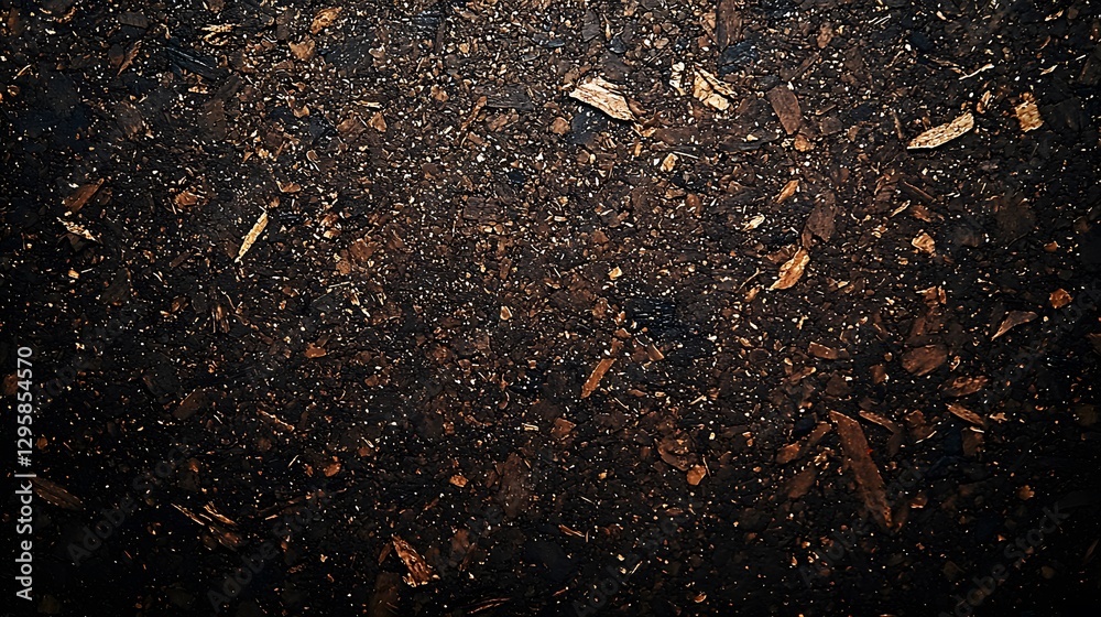 Simple black background featuring a small amount of dirt creating a minimalistic and earthy visual impact