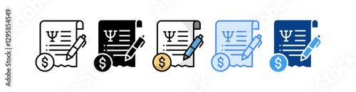 Bill Icon Set Multiple Style Collection