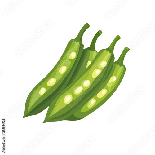 A Simple icon flat 2D icon okra isolated on a transparent background, vector, flat design, animation design, simple flat 2D icon, minimalist design
