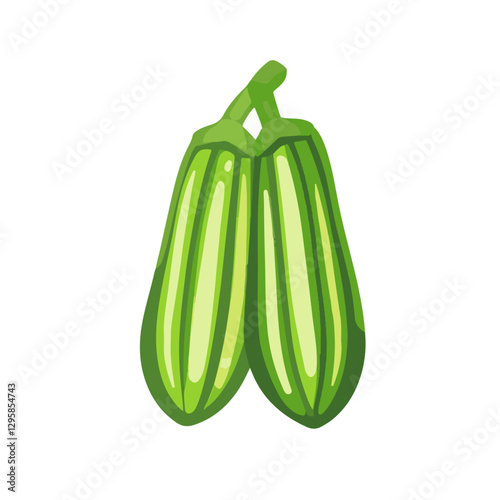 A Simple icon flat 2D icon green okra isolated on a transparent background, vector, flat design, animation design, simple flat 2D icon, minimalist design