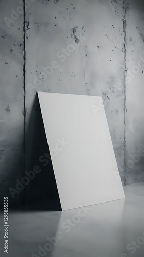Wallpaper Mural Blank White Paper Poster Leaning on Grunge Gray Studio Room Wall as Copy Space for Design and Template Mock up for Adding Your Text. Torontodigital.ca